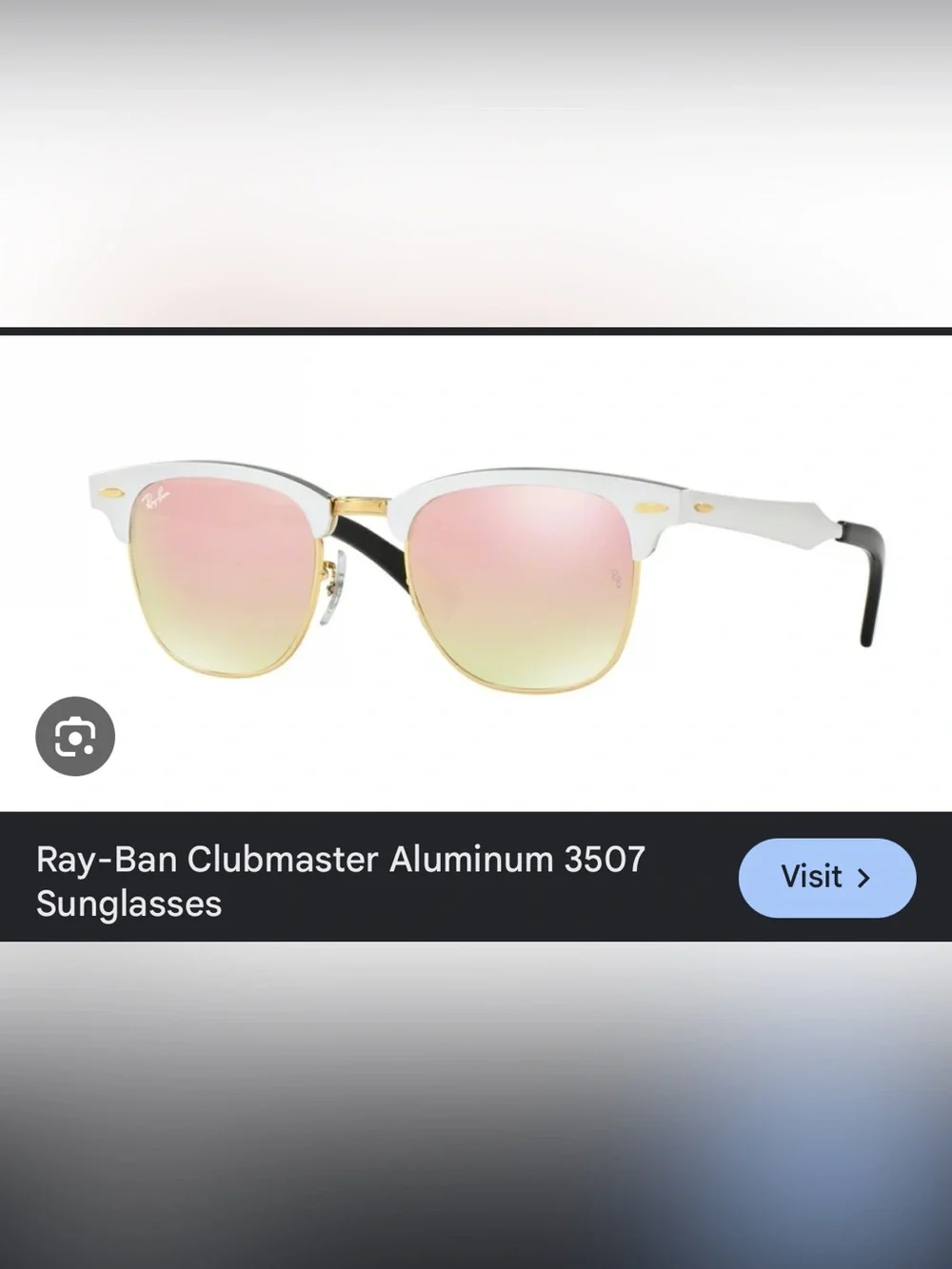 Clubmaster-Style Sunglasses in White and Gold with Pink Gradient Lenses